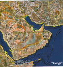 خريطة الجزيرة العربية من الأقمار الصناعية