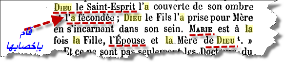 ( الله ) الرّوحُ القُدس شمل العذراء مريم بظله فقام بإخصابها ،( الله ) الإبن اتخذها أمّا ، العذراء مريم هي في الوقت نفسه الإبنة و الزوجة [ épouse ] و أمّ الربّ .