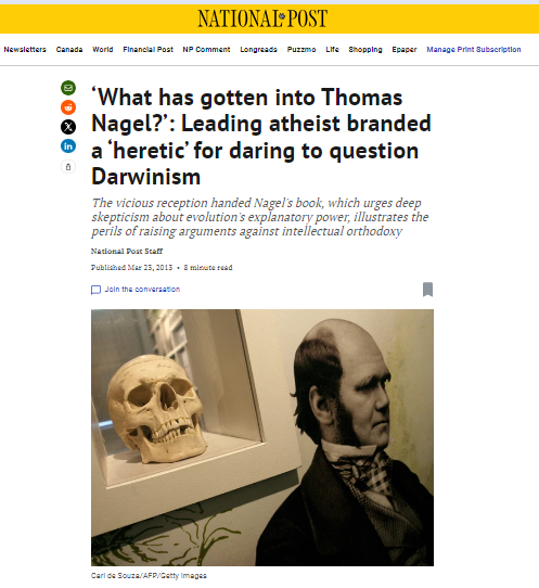 ‘What has gotten into Thomas Nagel?’: Leading atheist branded a ‘heretic’ for daring to question Darwinism