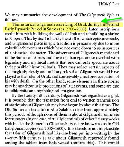 ملحمة جلجامش حدثت حوالى ( 2500-2700 ) قبل الميلاد  نــــــــــــعم هذة هى الحقيقة المرة ....  وتم تدوينها حوالى 2000 قبل الميلاد ....  ولا زال يوجد أجزاء منها لهذا الزمن