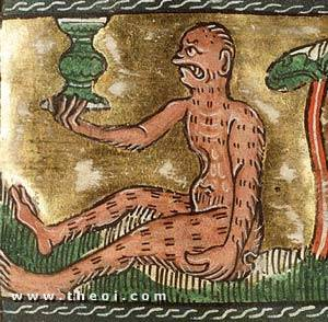 Libyan satyr, Der Naturen Bloeme manuscript (1350), National Library of the Netherlands