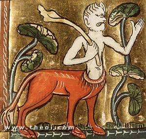 Onocentaur, Der Naturen Bloeme manuscript c. 1350, National Library of the Netherlands